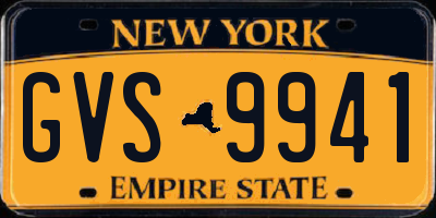 NY license plate GVS9941