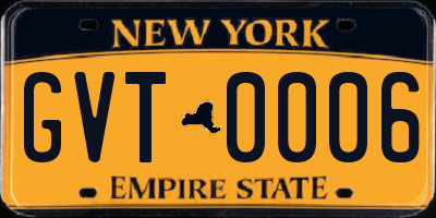 NY license plate GVT0006