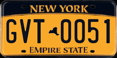 NY license plate GVT0051