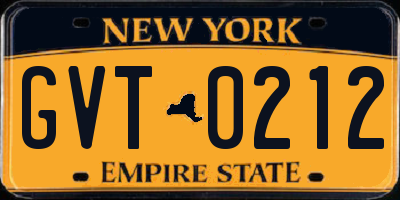 NY license plate GVT0212