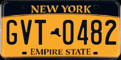NY license plate GVT0482
