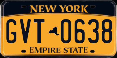 NY license plate GVT0638