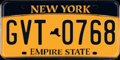 NY license plate GVT0768