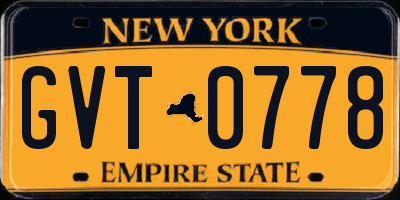 NY license plate GVT0778