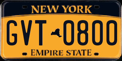 NY license plate GVT0800