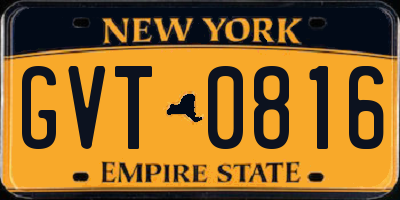 NY license plate GVT0816