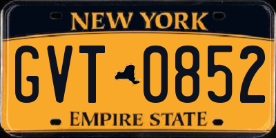 NY license plate GVT0852