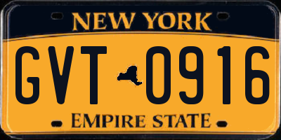 NY license plate GVT0916