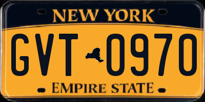 NY license plate GVT0970