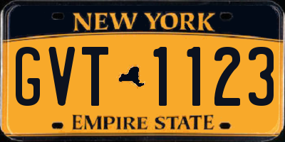 NY license plate GVT1123
