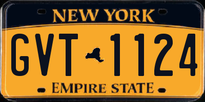 NY license plate GVT1124