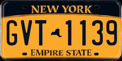 NY license plate GVT1139