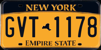 NY license plate GVT1178