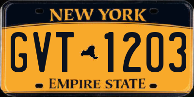 NY license plate GVT1203