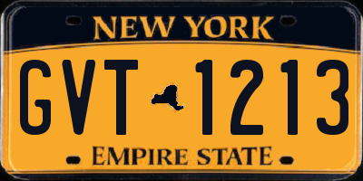 NY license plate GVT1213