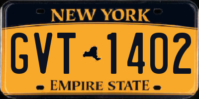 NY license plate GVT1402