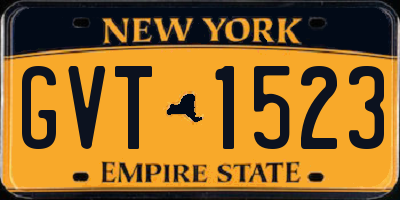NY license plate GVT1523