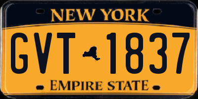 NY license plate GVT1837