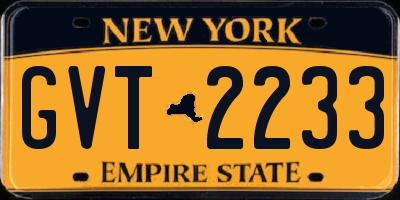 NY license plate GVT2233
