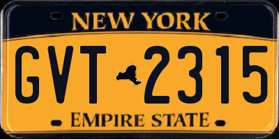 NY license plate GVT2315