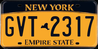 NY license plate GVT2317