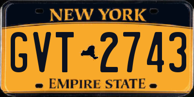 NY license plate GVT2743
