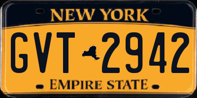 NY license plate GVT2942