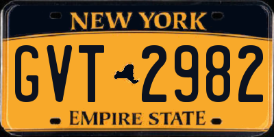 NY license plate GVT2982