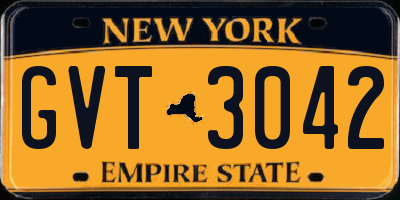 NY license plate GVT3042