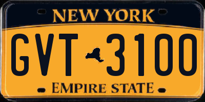 NY license plate GVT3100