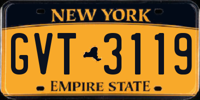 NY license plate GVT3119