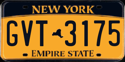 NY license plate GVT3175