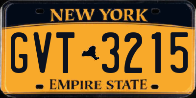 NY license plate GVT3215
