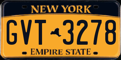 NY license plate GVT3278