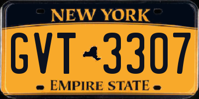 NY license plate GVT3307