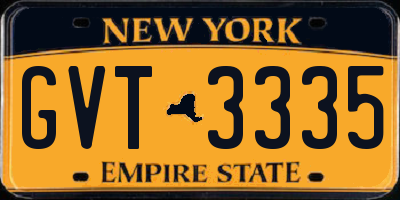 NY license plate GVT3335