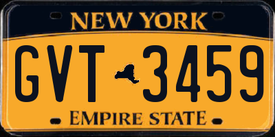 NY license plate GVT3459