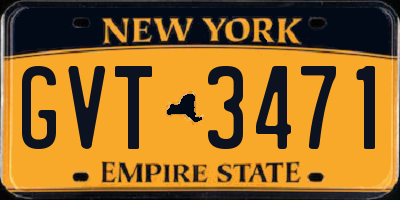 NY license plate GVT3471