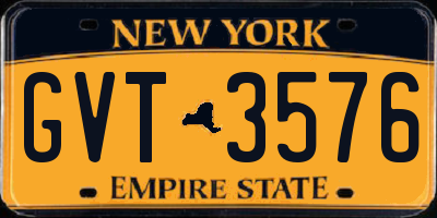 NY license plate GVT3576