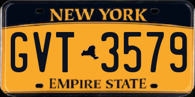NY license plate GVT3579