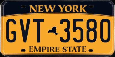 NY license plate GVT3580