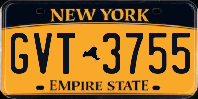 NY license plate GVT3755