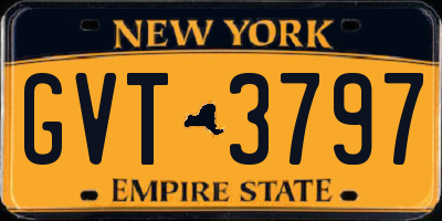 NY license plate GVT3797