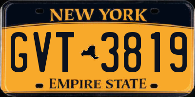 NY license plate GVT3819