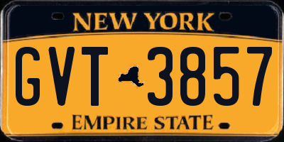 NY license plate GVT3857