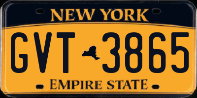 NY license plate GVT3865