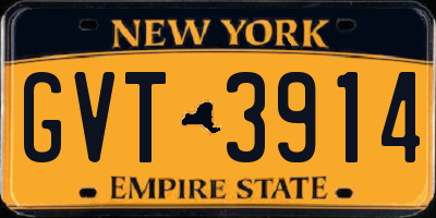 NY license plate GVT3914