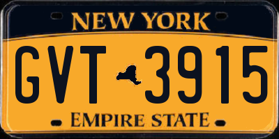 NY license plate GVT3915