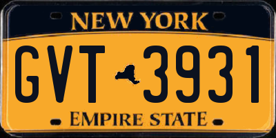 NY license plate GVT3931