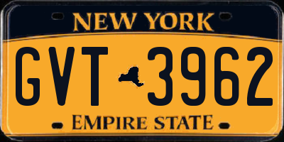 NY license plate GVT3962